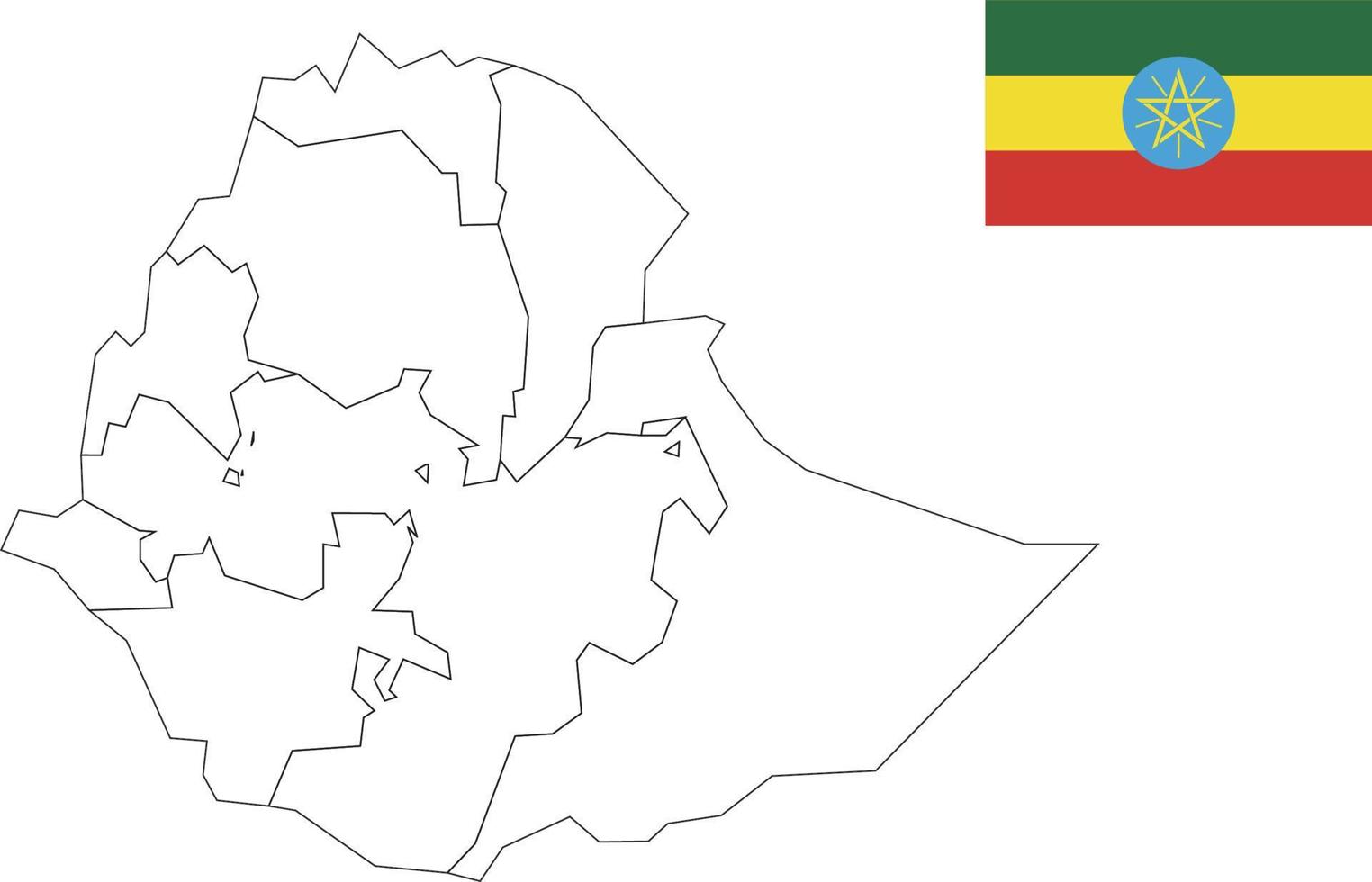 kaart en vlag van ethiopië vector