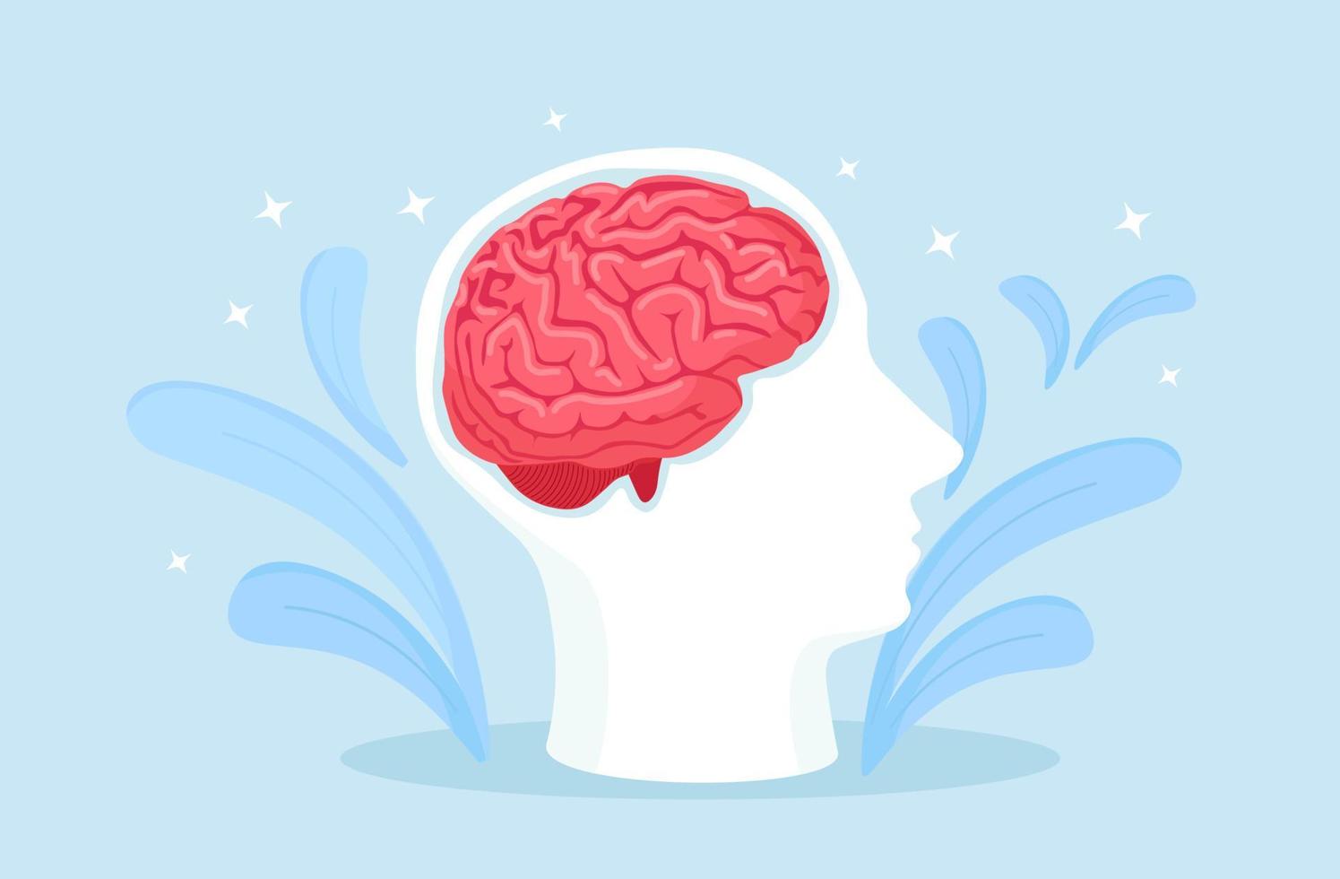 silhouet hoofd met menselijk brein. neurologie, psychologie concept vector