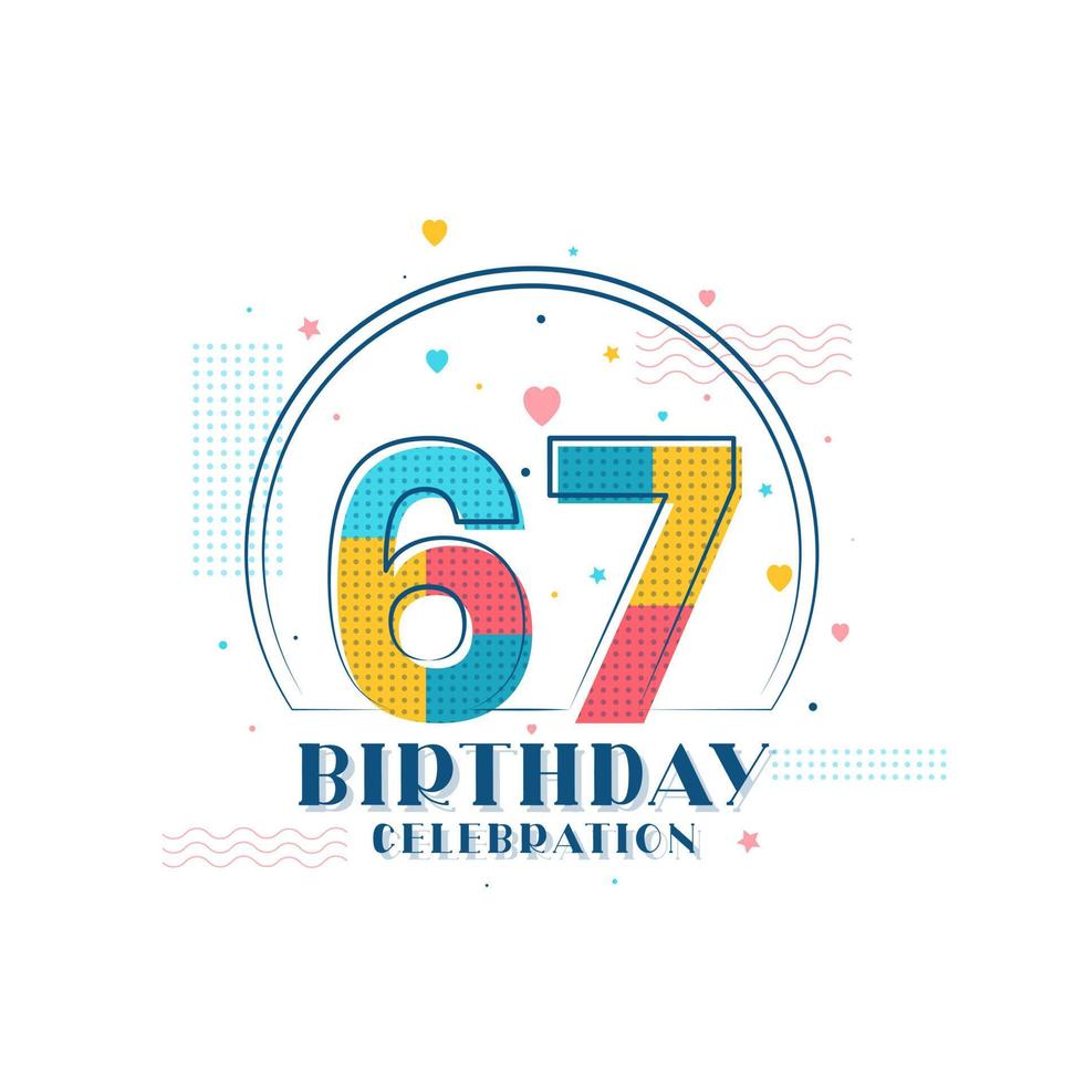 67 verjaardagsviering, modern 67ste verjaardagsontwerp vector