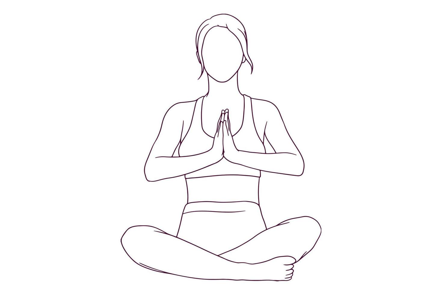 vrouw in fitness pak doen yoga pose handgetekende stijl vectorillustratie vector