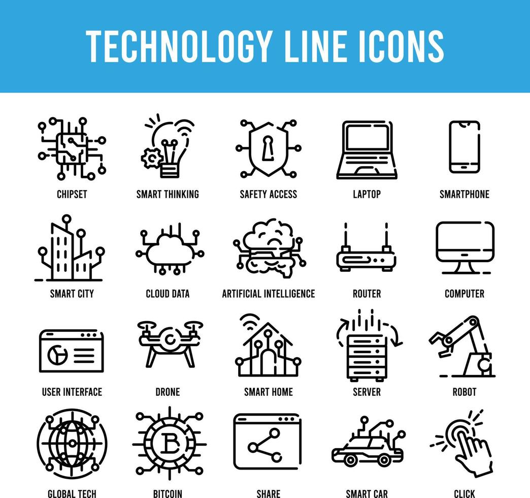 technologie lijn pictogrammen vector