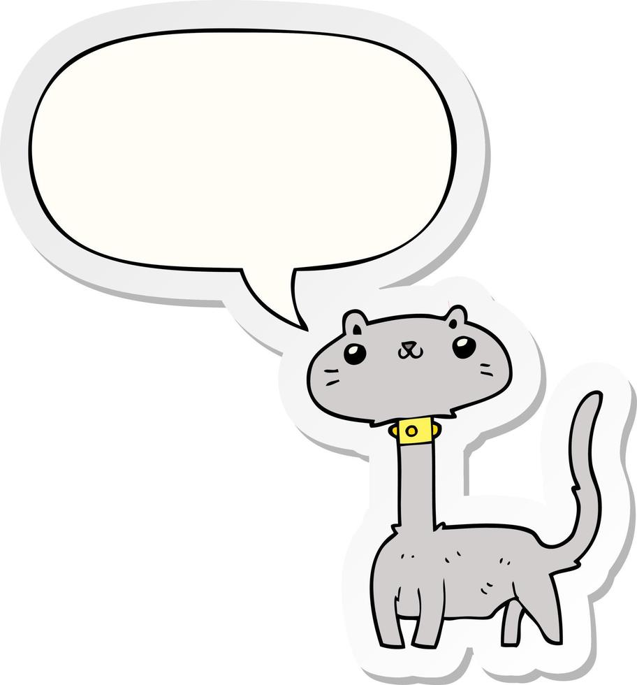cartoon kat en tekstballon sticker vector