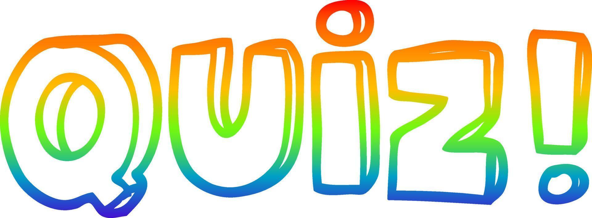 regenbooggradiënt lijntekening cartoon quiz lettertype vector