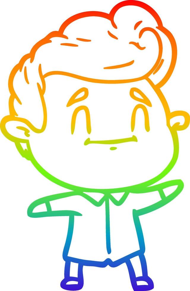 regenbooggradiënt lijntekening happy cartoon man vector