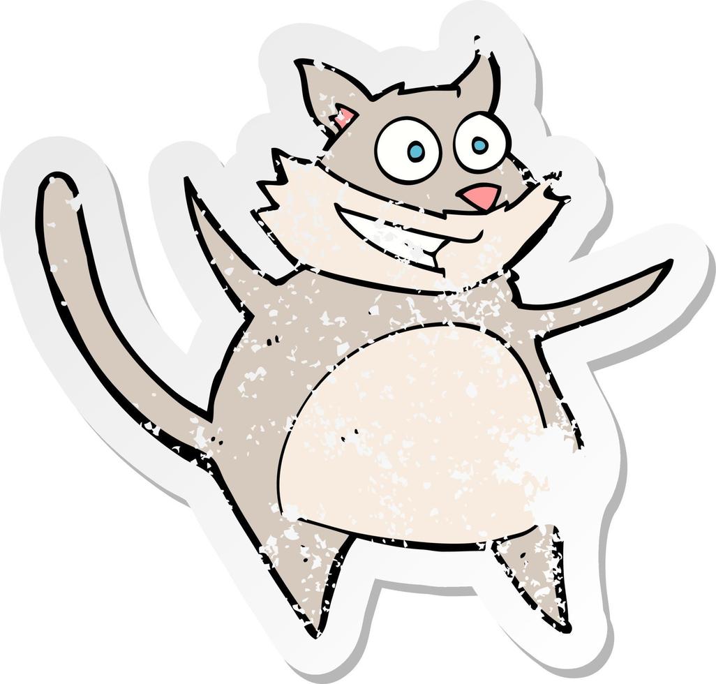 retro noodlijdende sticker van een grappige cartoonkat vector