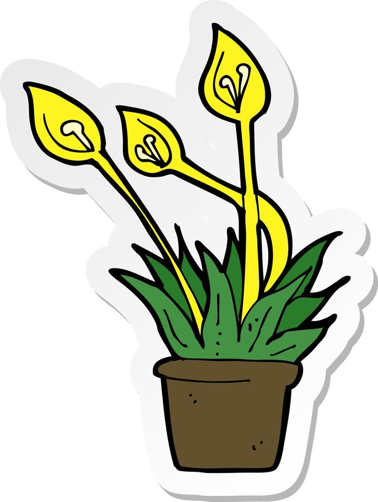 sticker van een cartoon orchidee plant vector