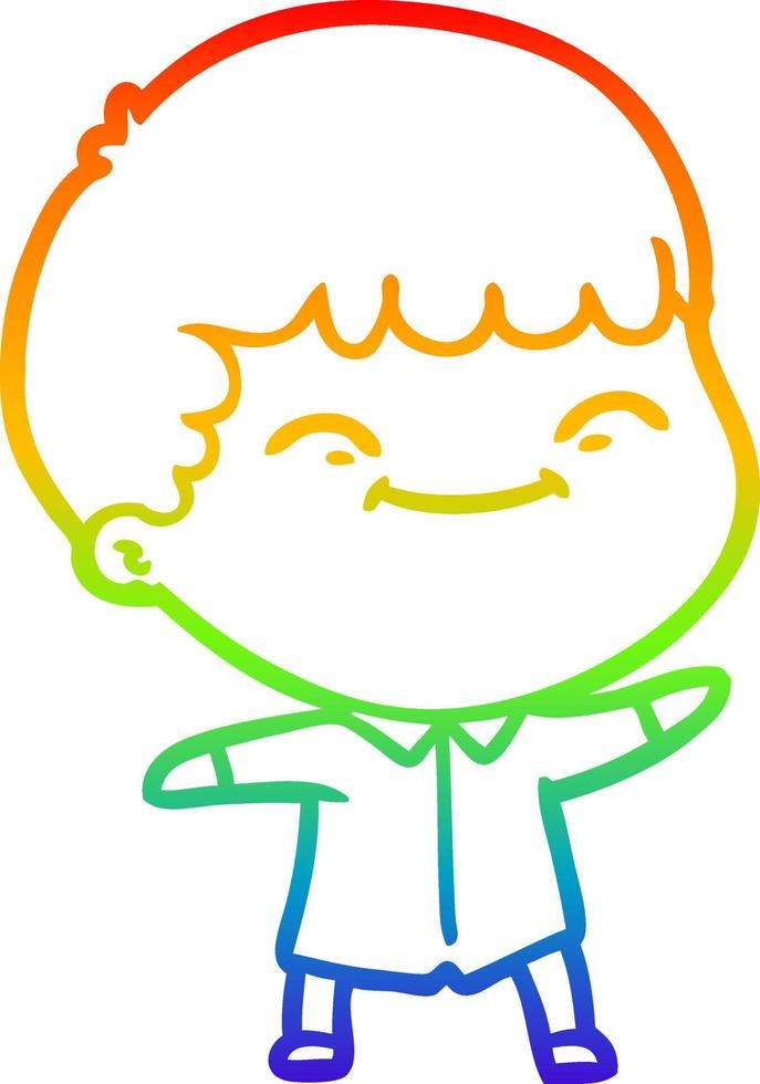 regenbooggradiënt lijntekening cartoon gelukkige jongen vector