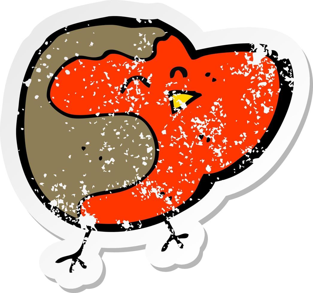 retro noodlijdende sticker van een tekenfilm Robin vector