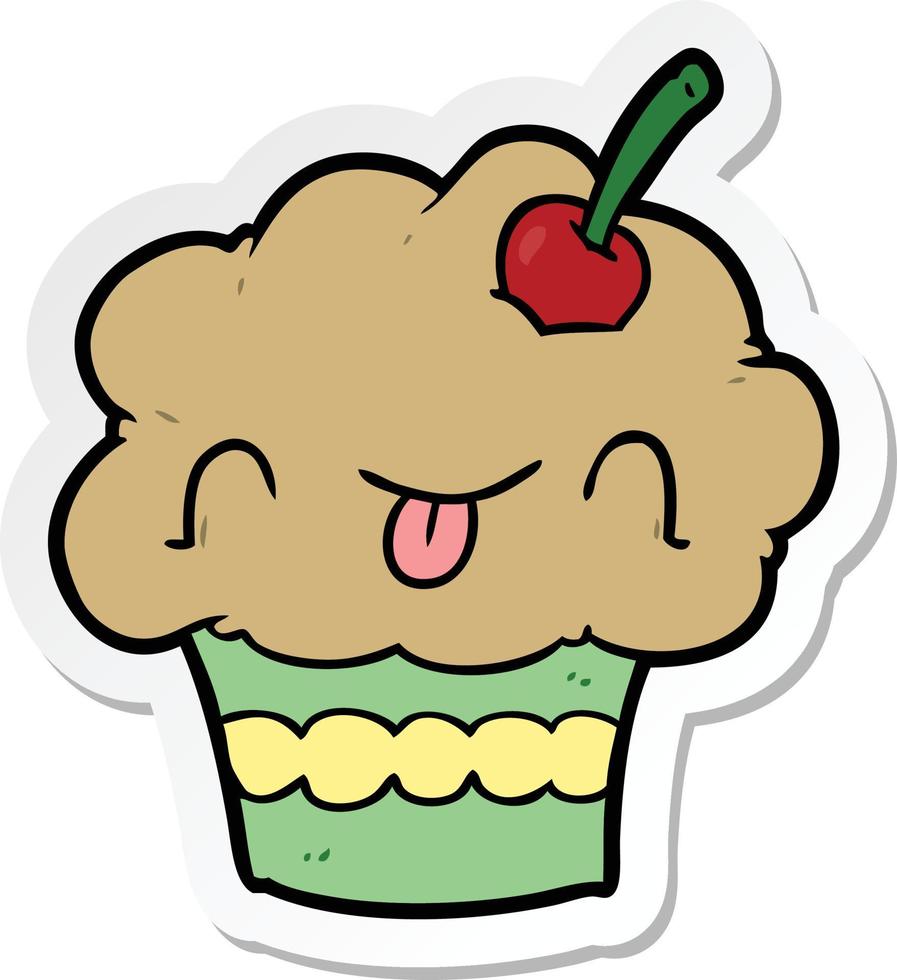 sticker van een cartoon cupcake vector