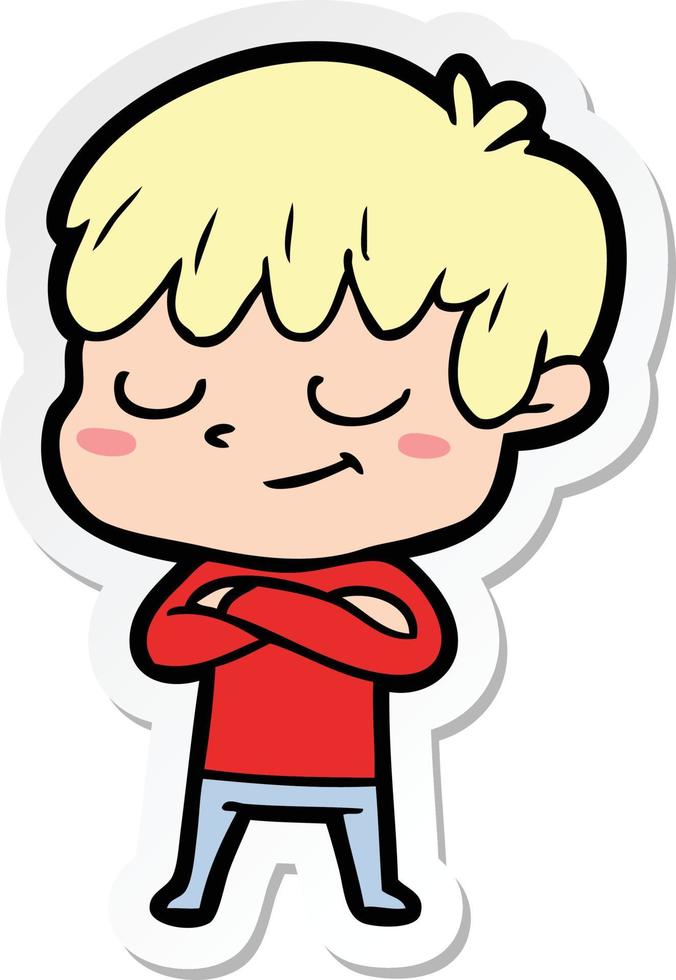 sticker van een cartoon gelukkige jongen vector