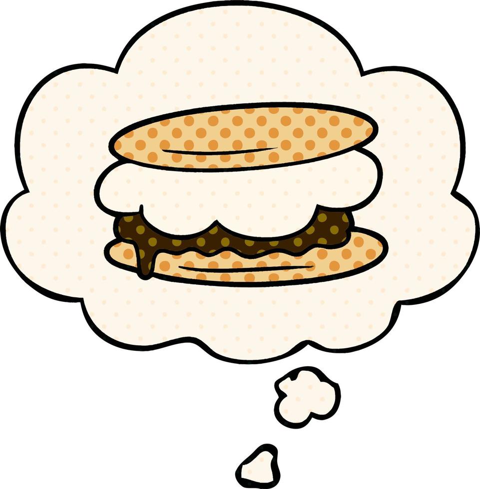 smore cartoon en gedachte bel in stripboekstijl vector