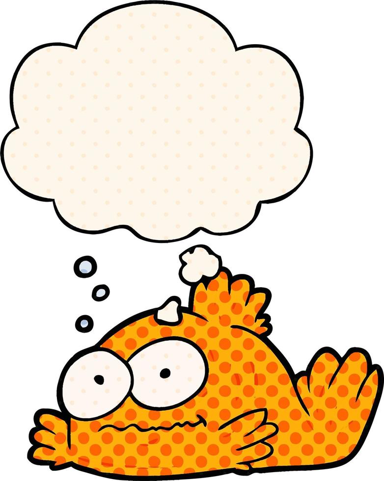 cartoon goudvis en gedachte zeepbel in stripboekstijl vector