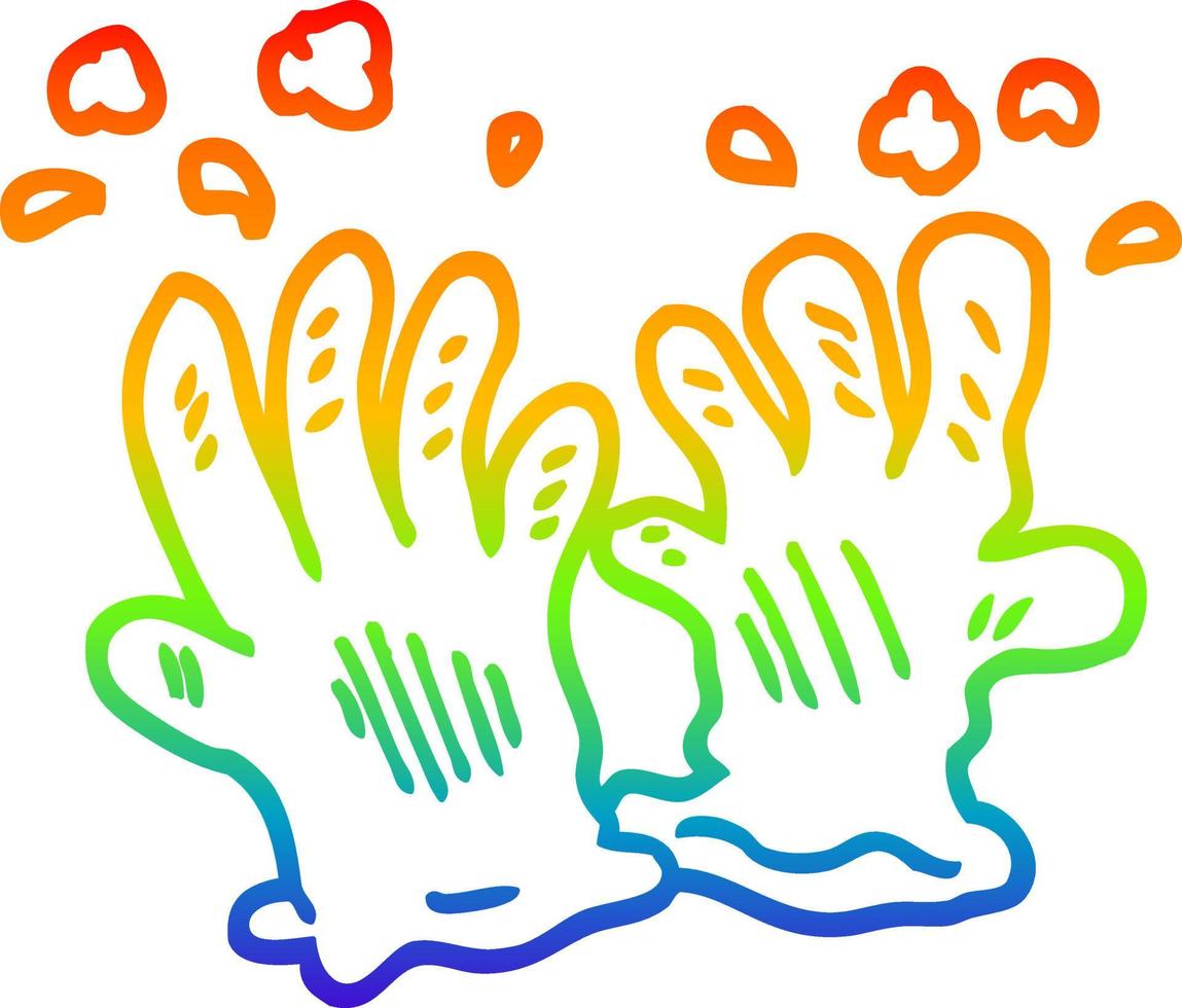 regenbooggradiënt lijntekening cartoon steriele handschoenen vector