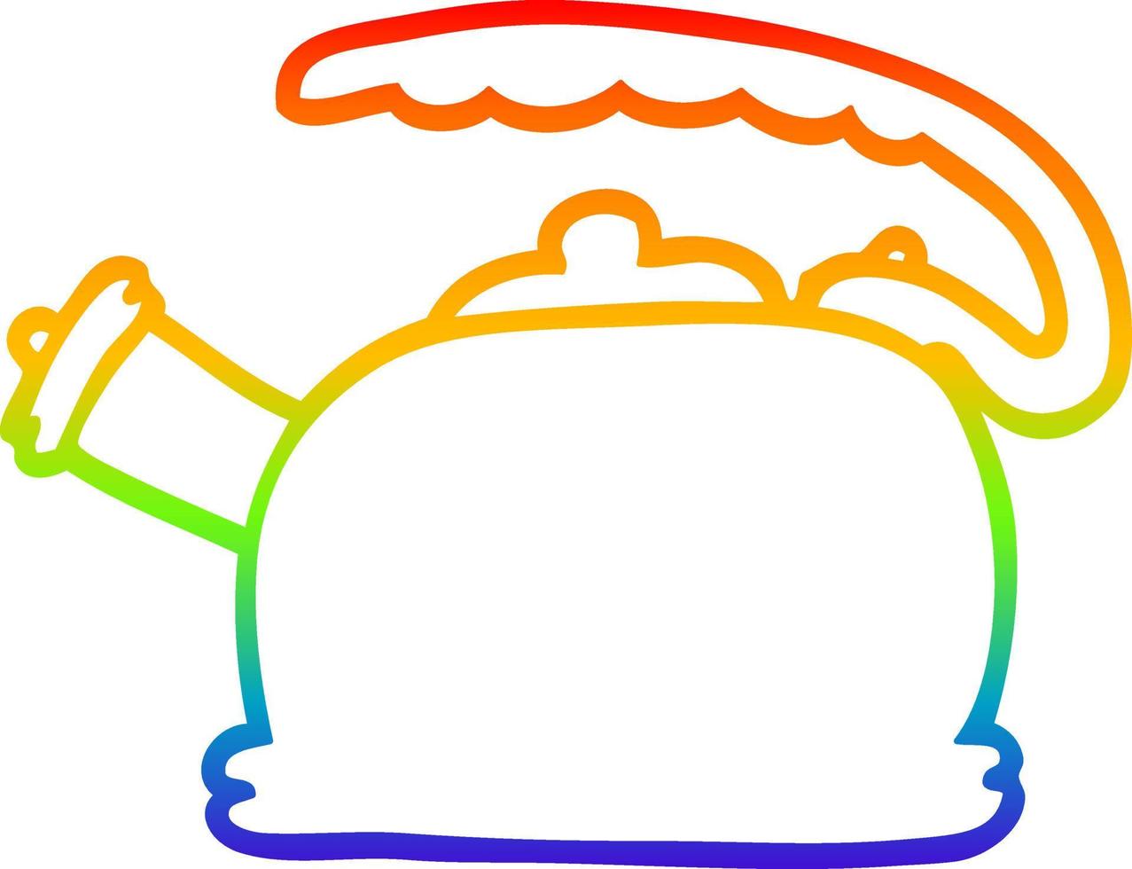 regenbooggradiënt lijntekening cartoon fluitketel vector