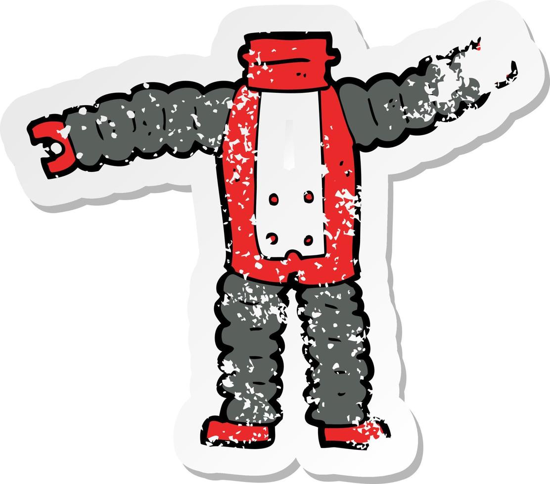 retro noodlijdende sticker van een cartoon robotlichaam vector