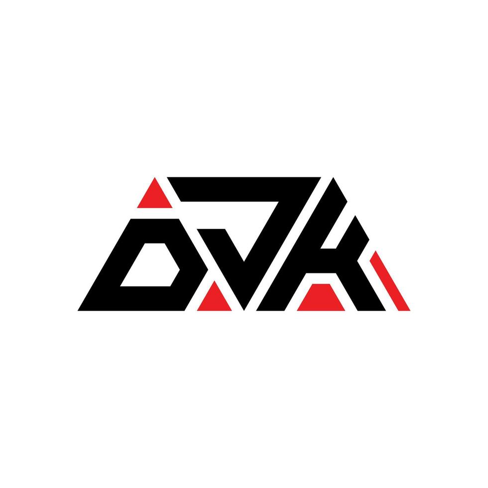 djk driehoek brief logo ontwerp met driehoekige vorm. djk driehoek logo ontwerp monogram. djk driehoek vector logo sjabloon met rode kleur. djk driehoekig logo eenvoudig, elegant en luxueus logo. djk