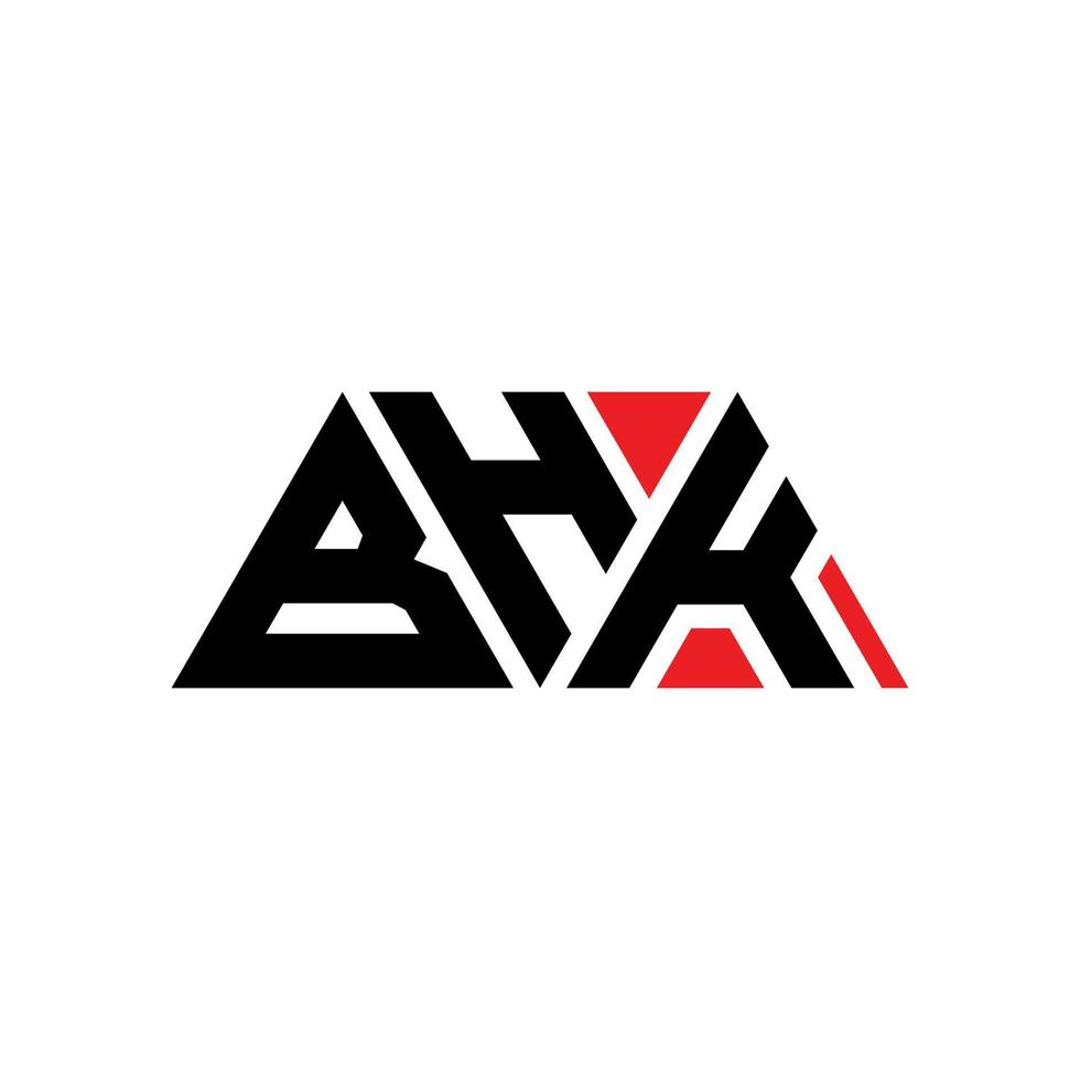 bhk driehoek brief logo ontwerp met driehoekige vorm. bhk driehoek logo ontwerp monogram. bhk driehoek vector logo sjabloon met rode kleur. bhk driehoekig logo eenvoudig, elegant en luxueus logo. bhk