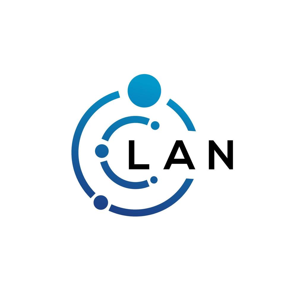 lan brief technologie logo ontwerp op witte achtergrond. lan creatieve initialen letter it logo concept. lan-briefontwerp. vector