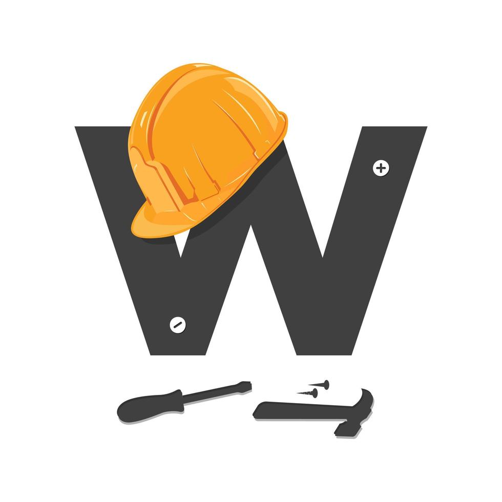 initiaal w constructie logo vector