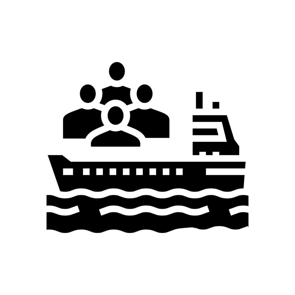 schip vervoer vluchteling glyph pictogram vectorillustratie vector