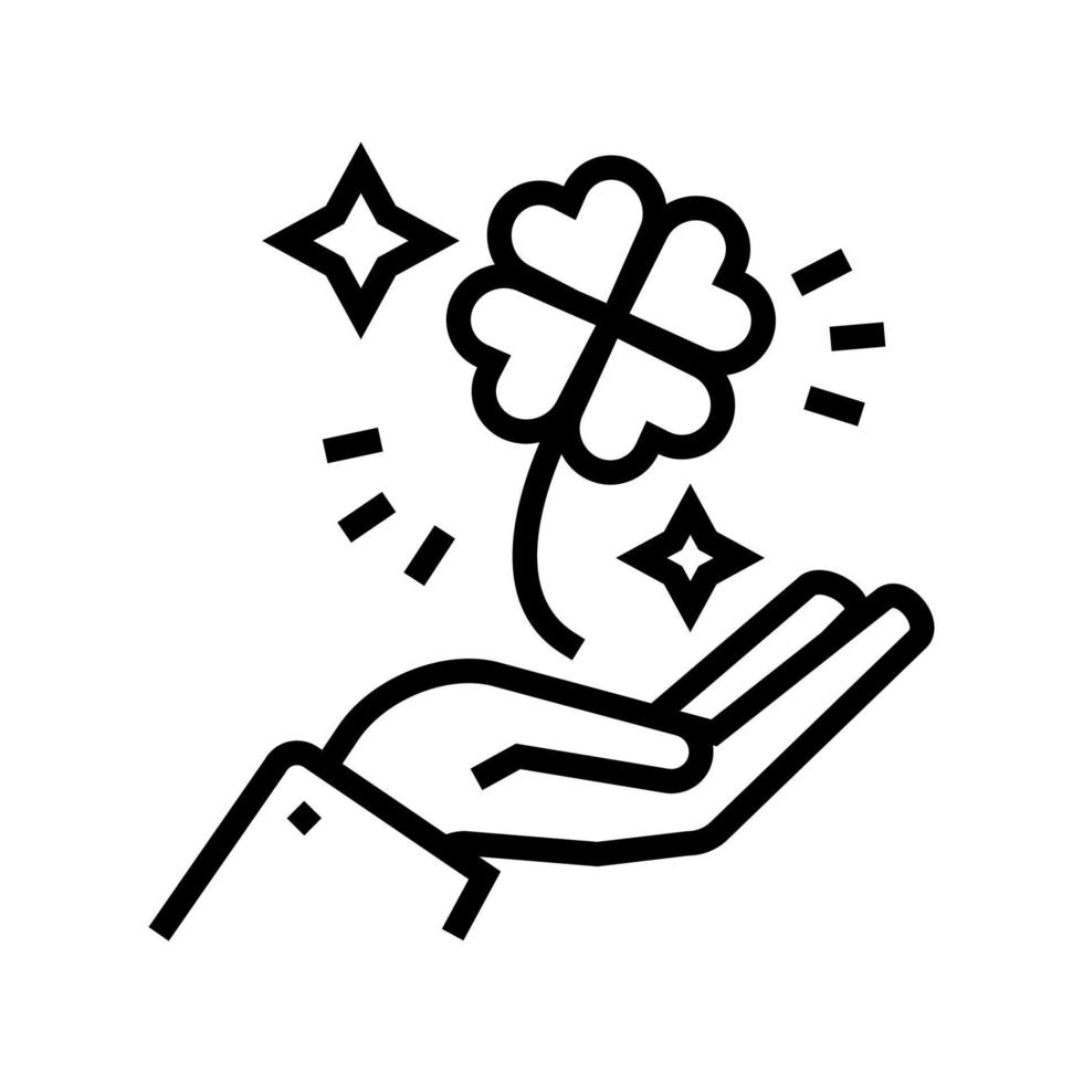 klaver voor geluk met hand lotto lijn pictogram vectorillustratie vector