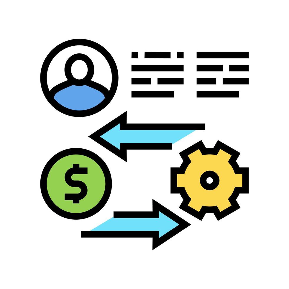 geld wisselen voor werk kleur pictogram vectorillustratie vector