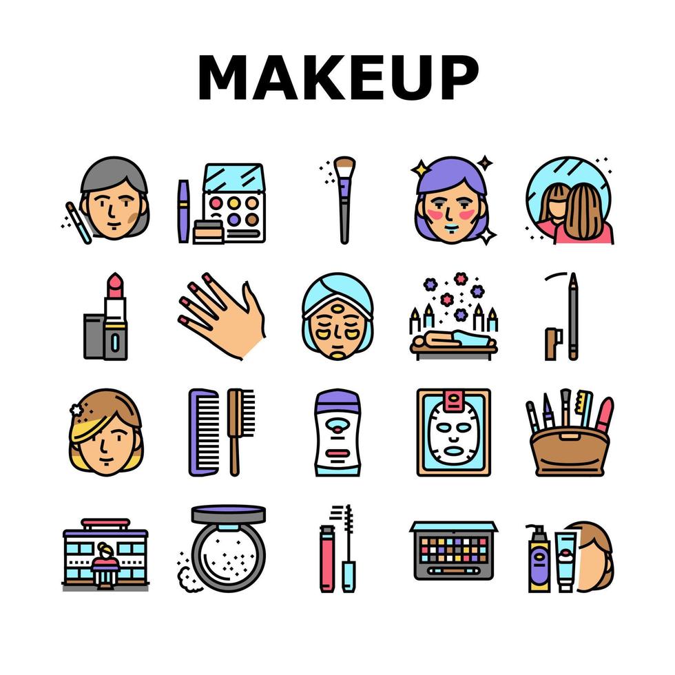 make-up cosmetologie procedure pictogrammen instellen vector