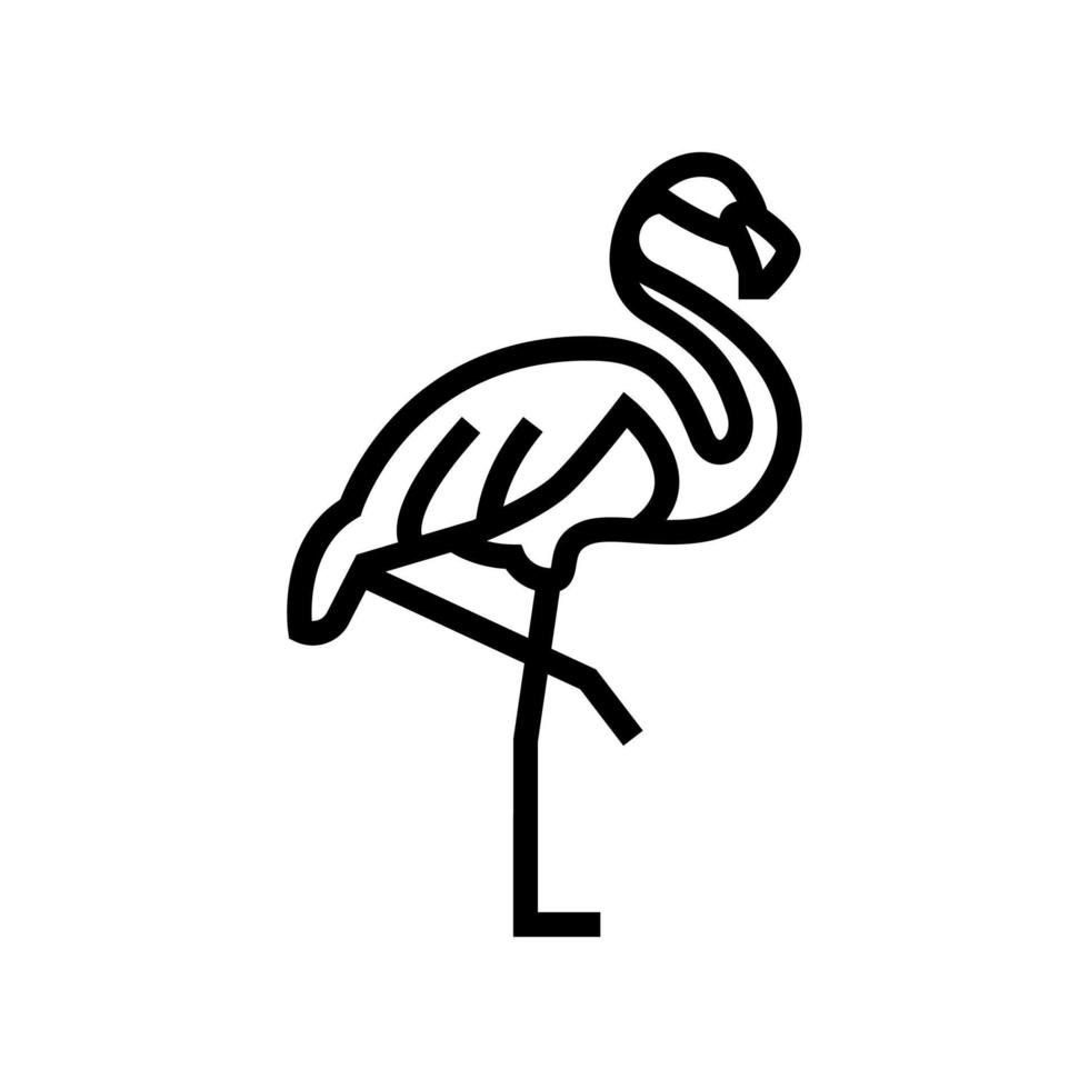 flamingo vogel in dierentuin lijn pictogram vectorillustratie vector