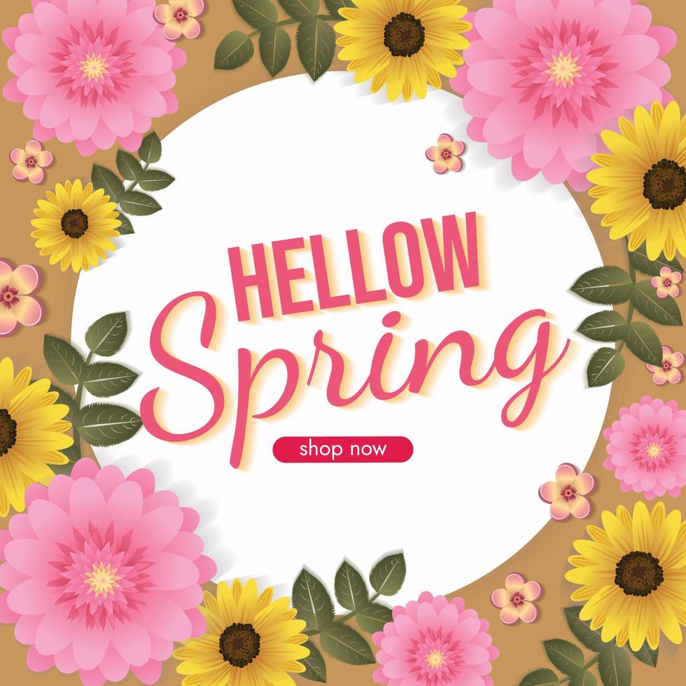 bloemen hallo lente kunst achtergrond voor vakantiestemming vector