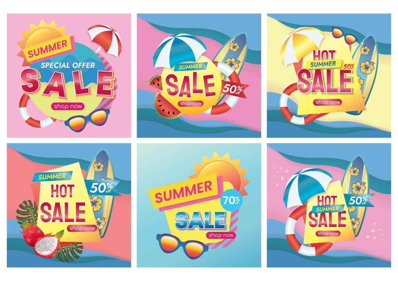 zomerverkoop bannerontwerp voor website banner achtergrond set vector