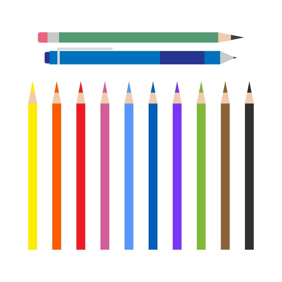 gekleurde potloden pictogrammen. vectorillustratie. vector