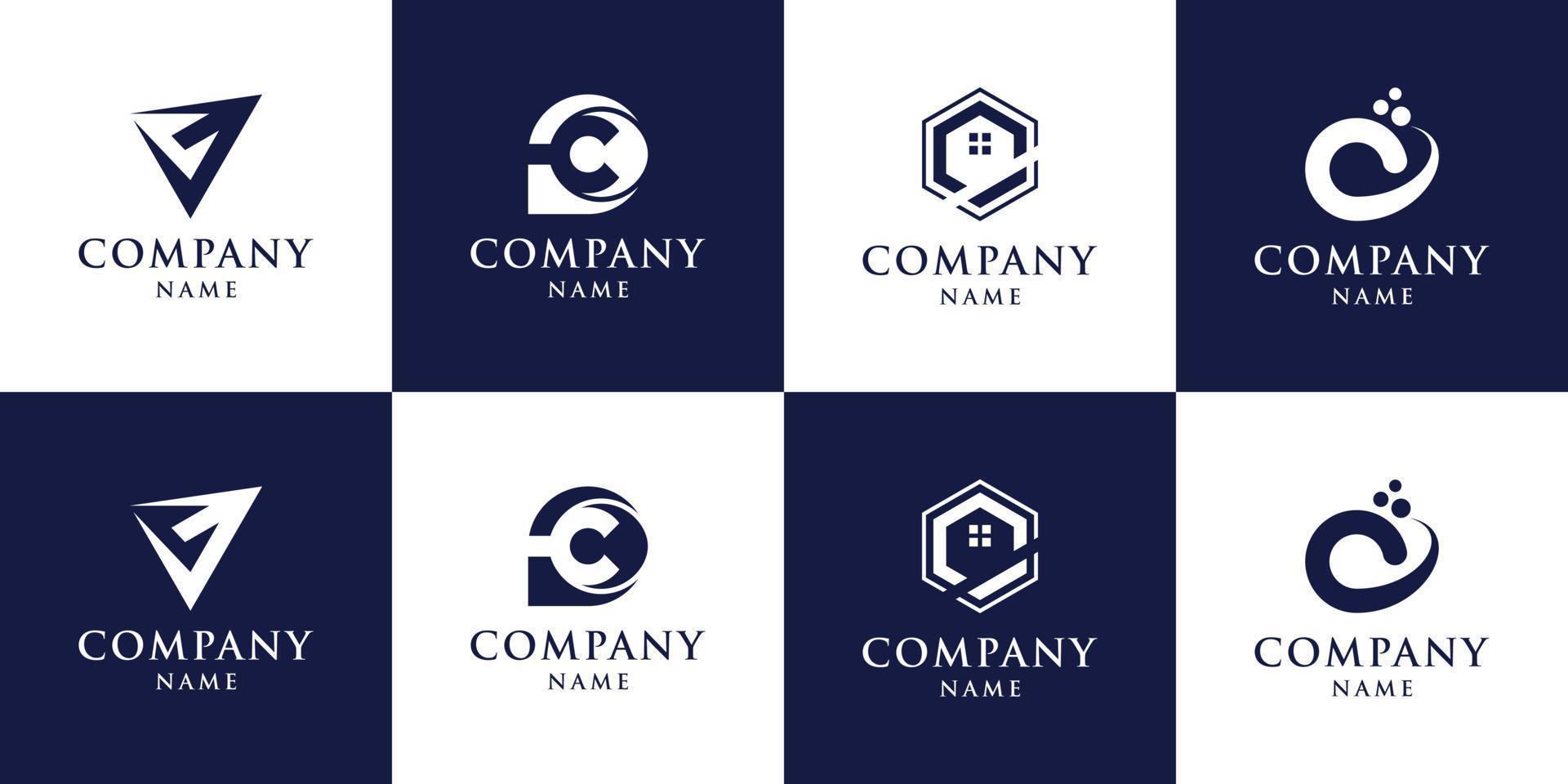 set van monogram beginletter c logo met concept creatief vector