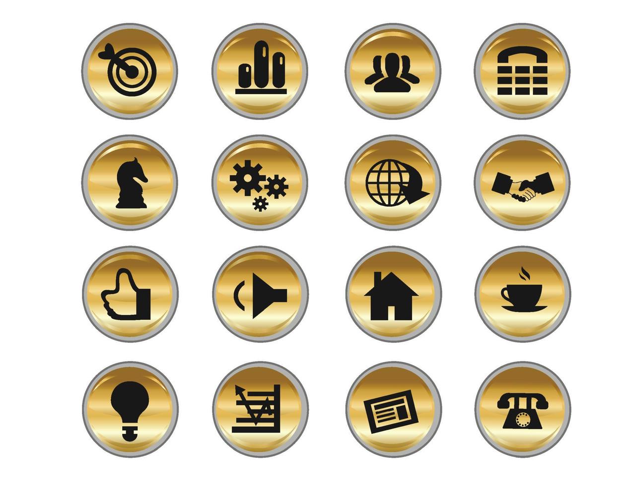 eenvoudige bedrijfspictogrammen op gouden knop vector