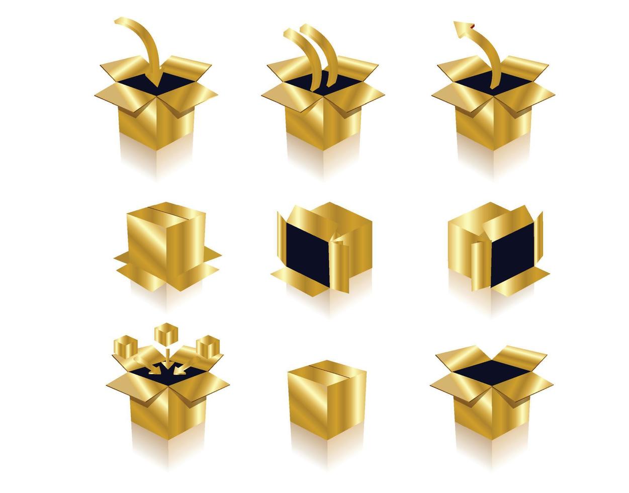 set van gouden doos iconen isoleren op witte achtergrond vector