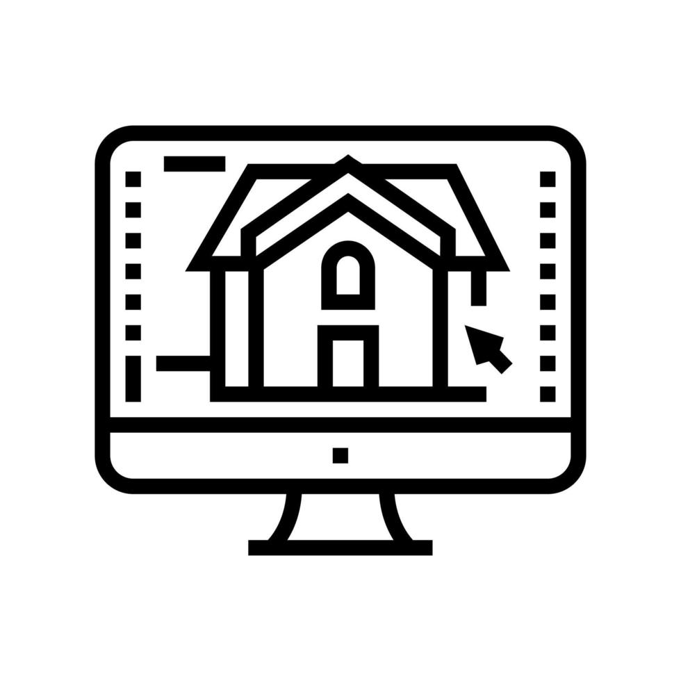 3D-architectuur visualisatie lijn pictogram vectorillustratie vector