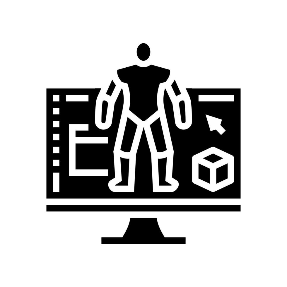 3D-modellering tekens glyph pictogram vectorillustratie vector