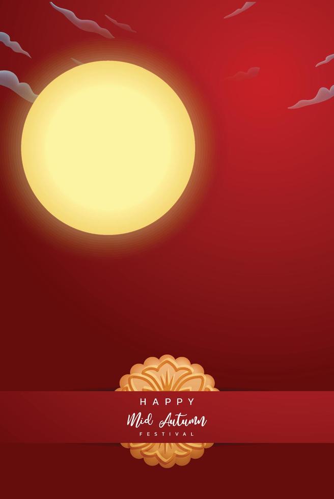 mooie mid-herfst maan poster achtergrond vector