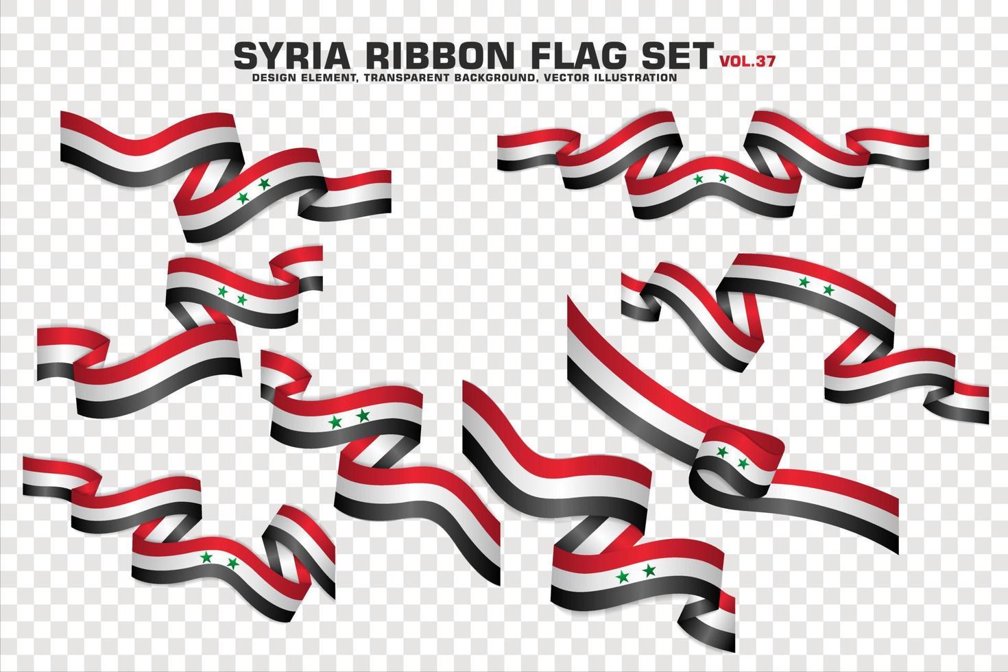 Syrië lint vlaggen set, element ontwerp, 3D-stijl. vector illustratie