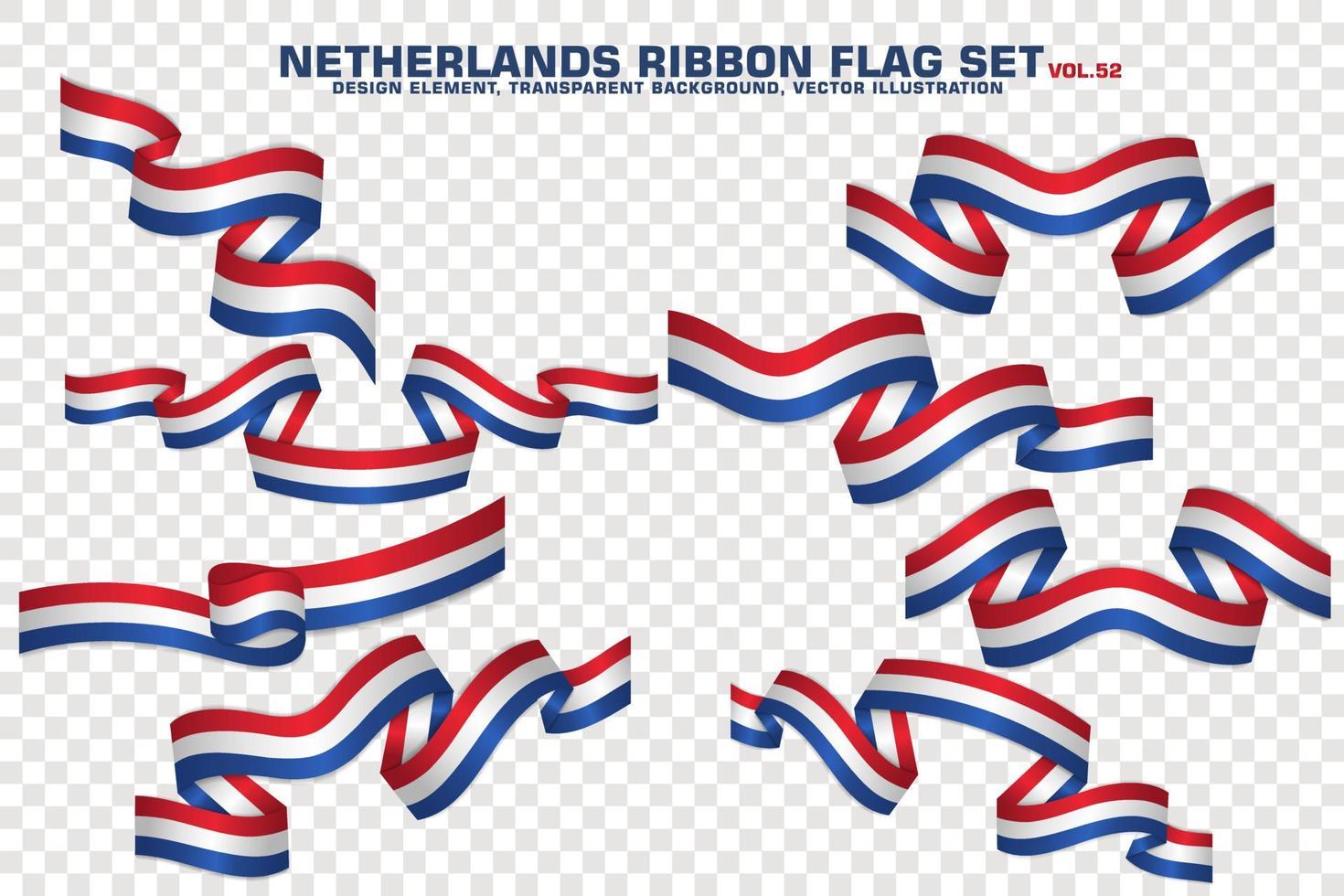 nederland lint vlaggen set, element ontwerp, 3D-stijl. vector illustratie