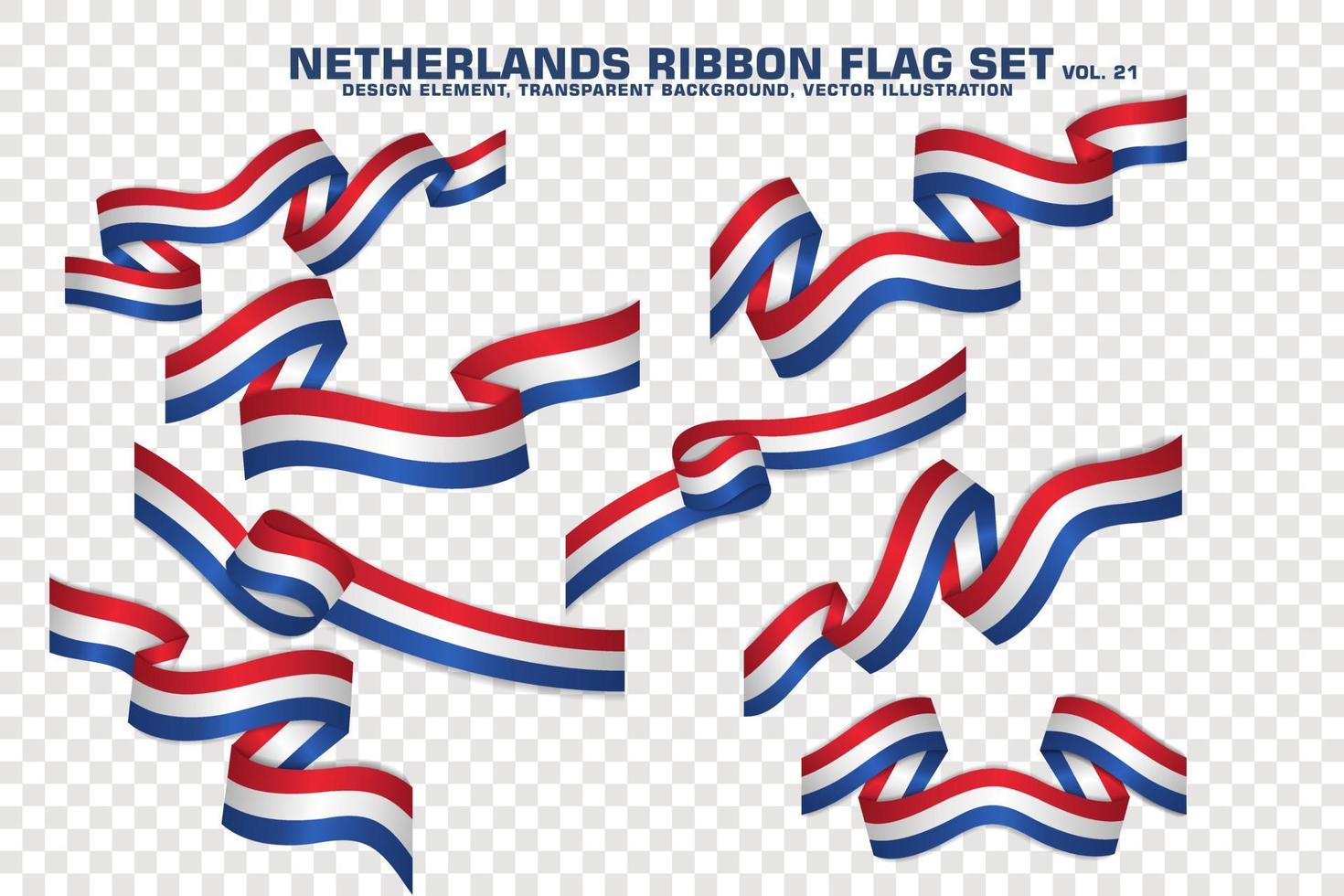 nederland lint vlaggen set, element ontwerp, 3D-stijl. vector illustratie