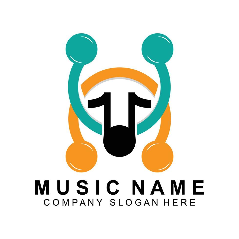 nota muziek logo ontwerp, geluidsgolf logo illustratie, bedrijfsmerk vector