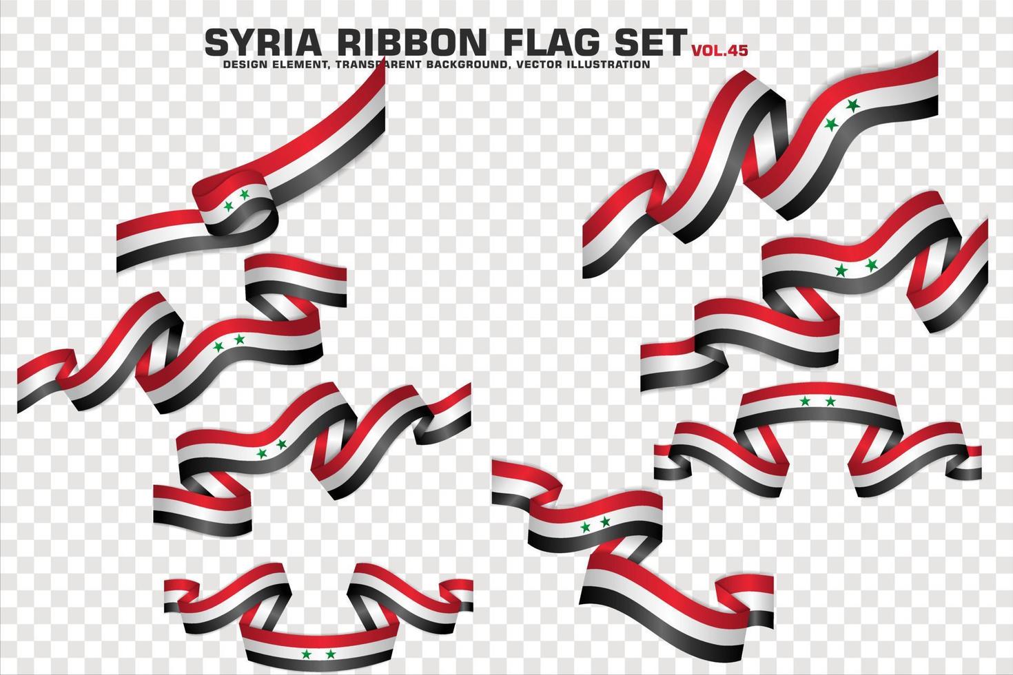 Syrië lint vlaggen set, element ontwerp, 3D-stijl. vector illustratie