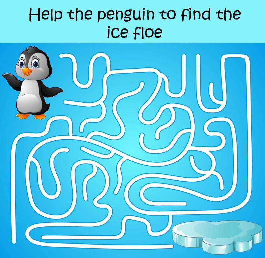 help de pinguïn om de ijsschots te vinden vector