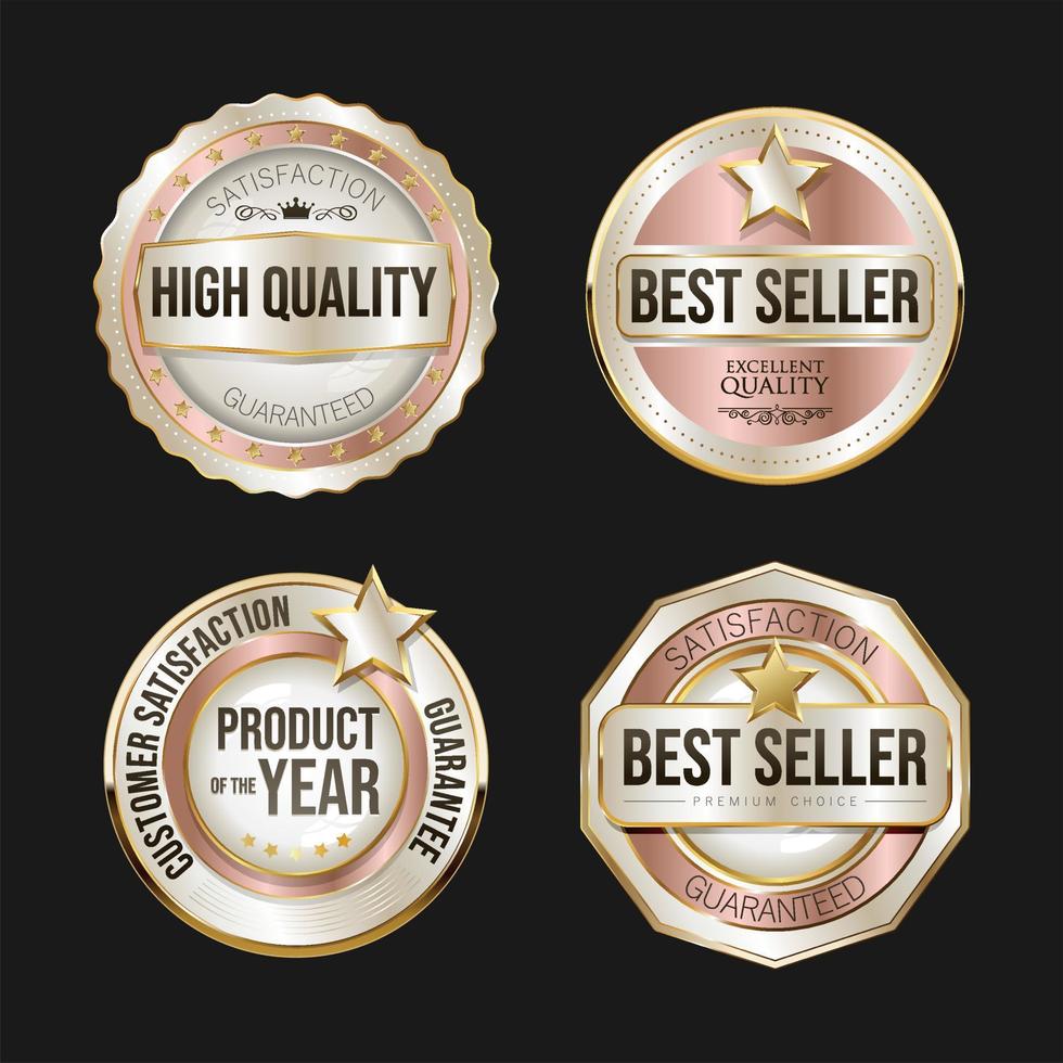 verzameling van zilveren en gouden badges en labels vectorillustratie vector