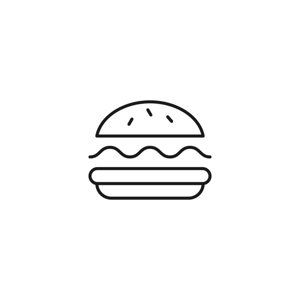 voedsel en voedingsconcept. minimalistische zwart-wit afbeelding getekend met zwarte dunne lijn. bewerkbare lijn vector icoon van burger