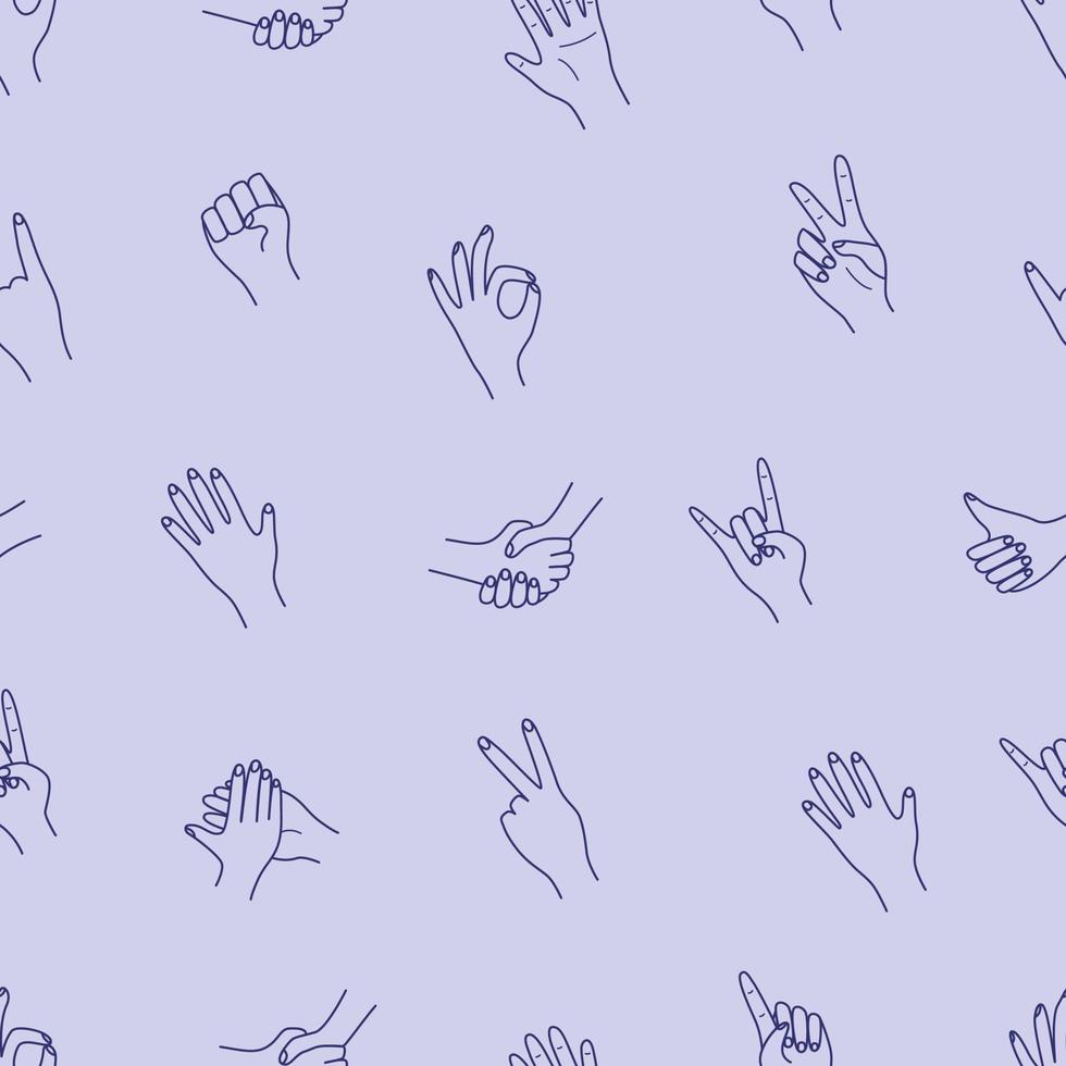 naadloze patroon handgebaren, vector illustratie set iconen van verschillende handtekens,