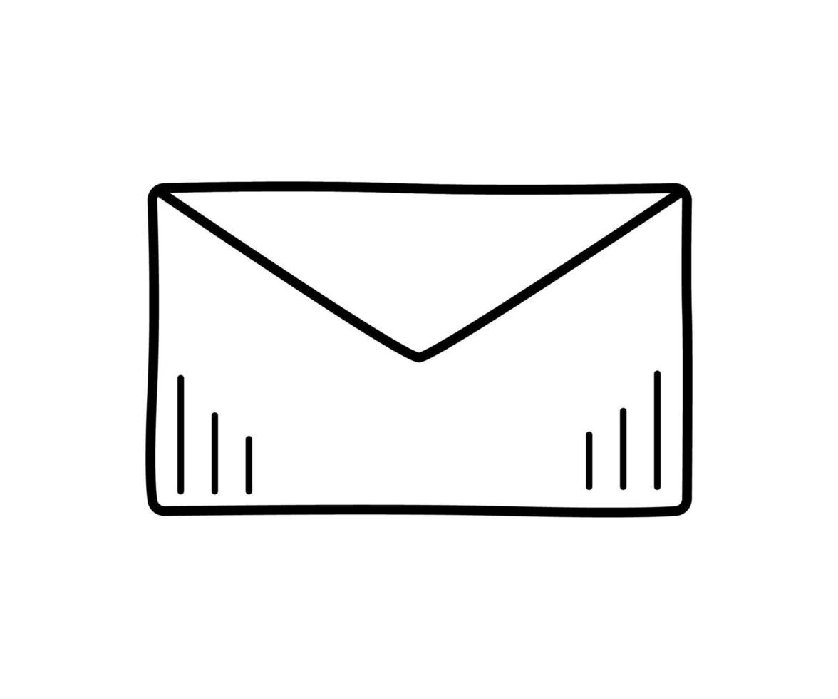 envelop papier doodle vectorillustratie. verzegel een brief, een gesloten bericht op een vel. vector