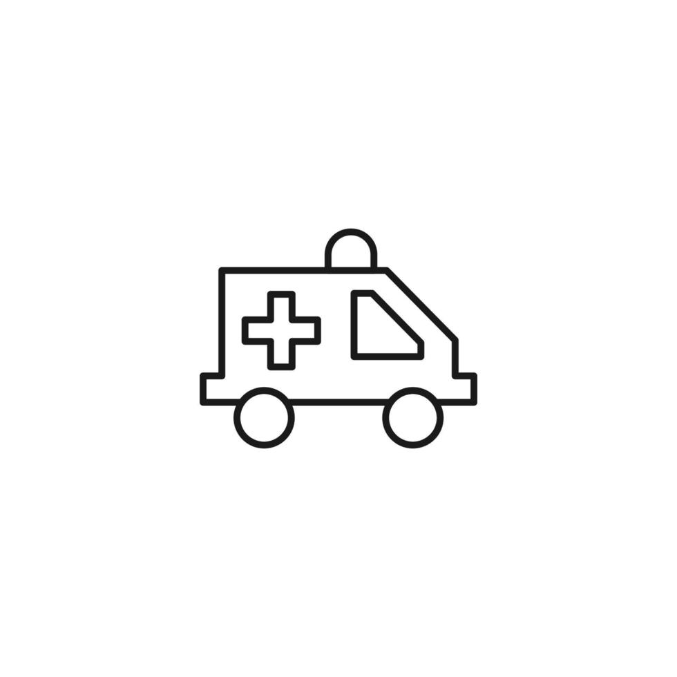 geneeskunde en gezondheidszorg concept. eenvoudige zwart-wit afbeelding voor websites, winkels, apps. bewerkbare streek. vector lijn icoon van ambulance
