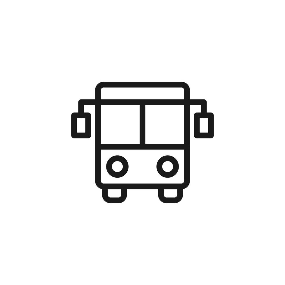 weg, vervoer, verkeersbord. vectorsymbool perfect voor advertenties, winkel, winkels, boeken. bewerkbare streek. lijnpictogram van vooraanzicht van bus vector