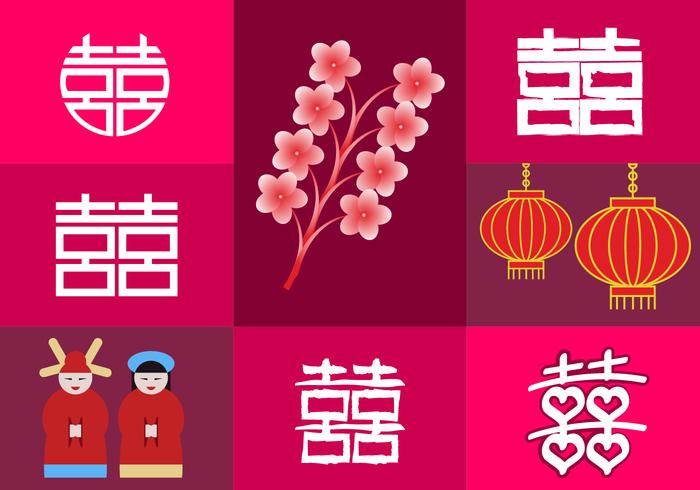 Double Happiness Elements China Illustraties vector